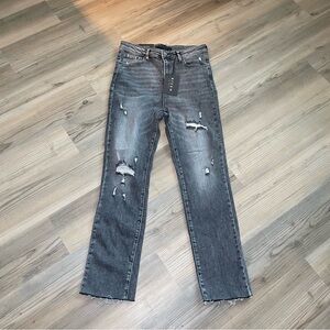 Risen RDP1294 High Rise Relaxed Fit Distressed Grey/Black Jeans Size 9 (29) NWT